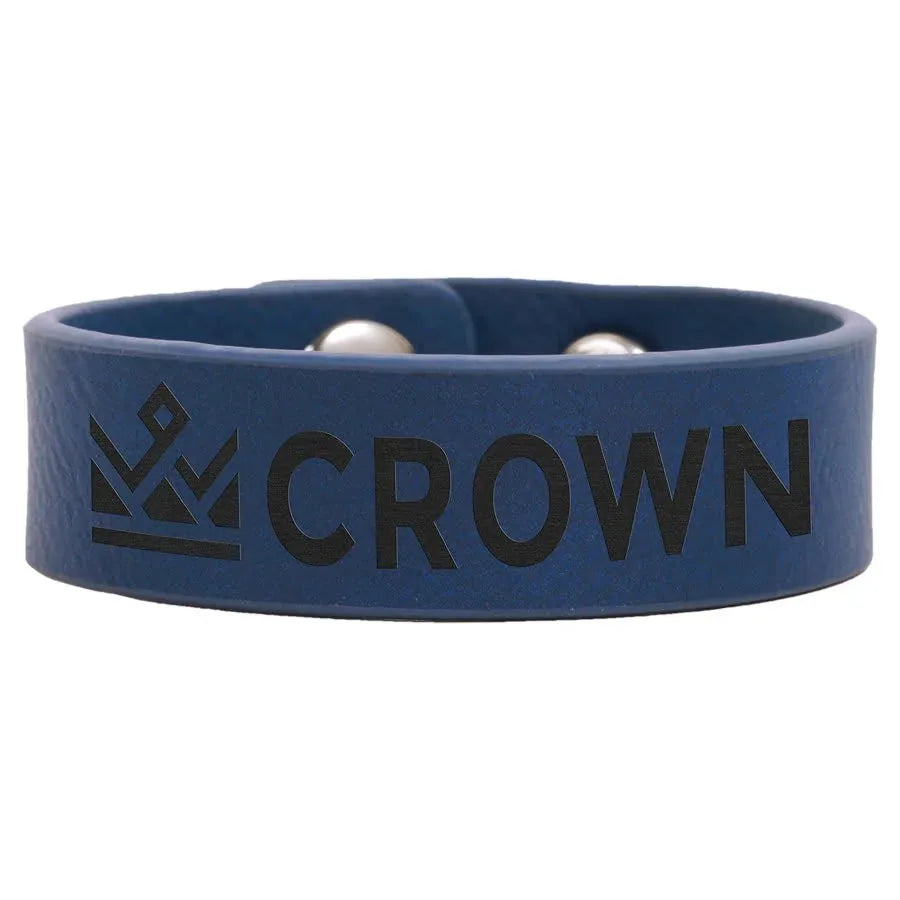 Blue/Black 8 1/2" x 3/4" Laserable Leatherette Youth Cuff Bracelet