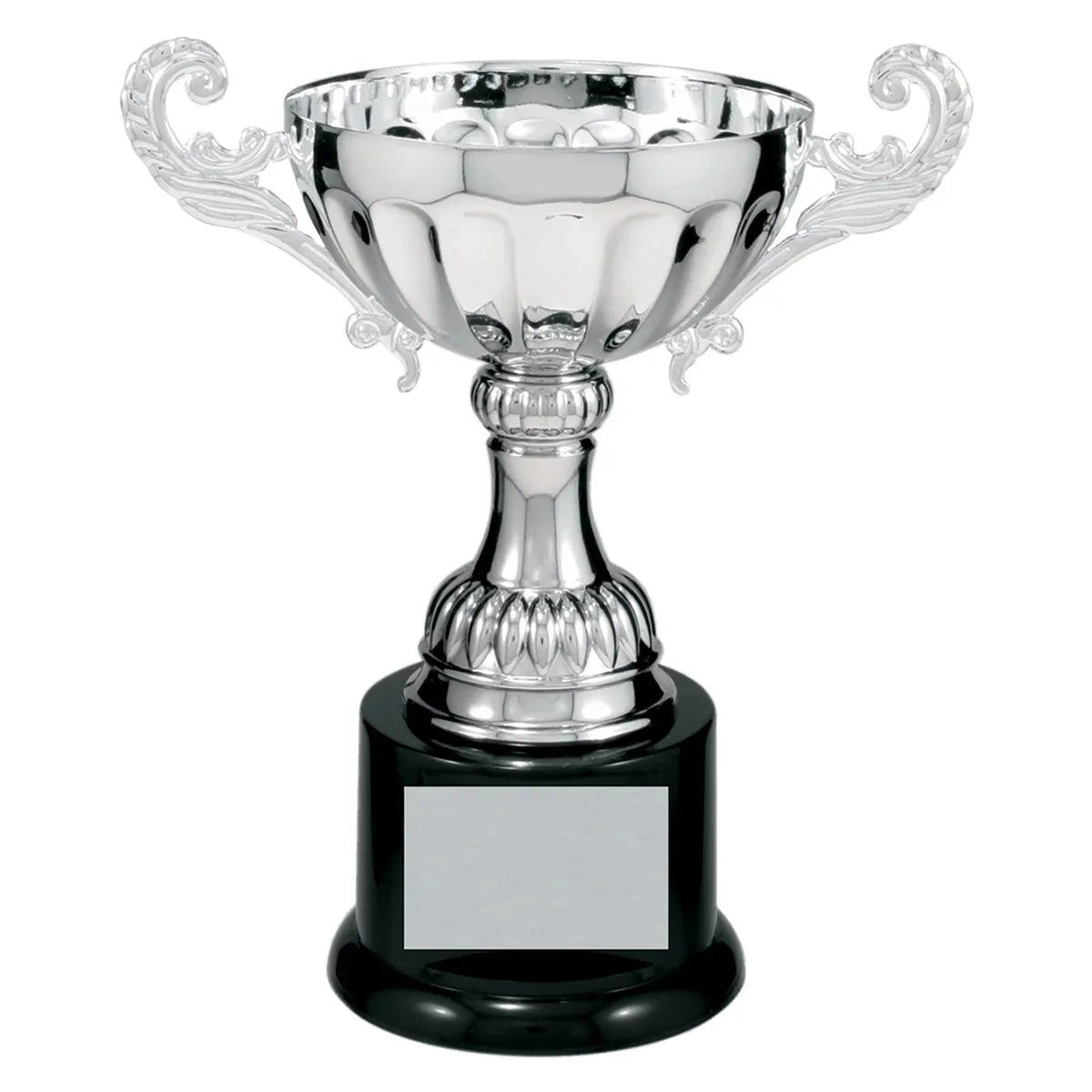 Silver 7 1/2" Completed Metal Cup Trophy on Plastic Base