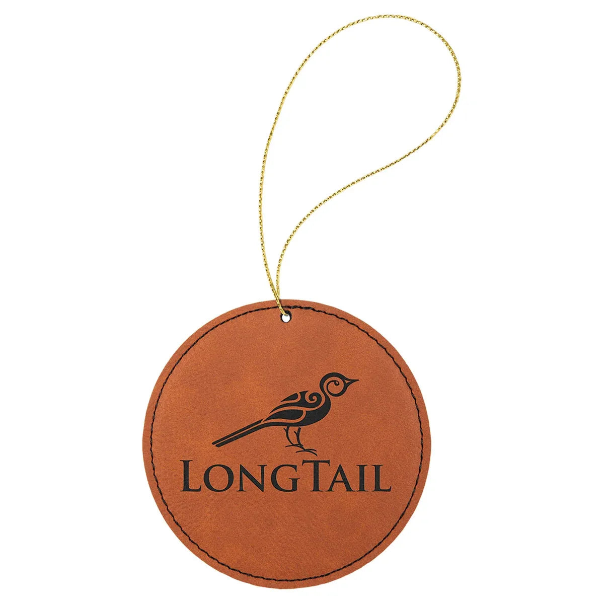Rawhide Laserable Leatherette Round Ornament with Gold String
