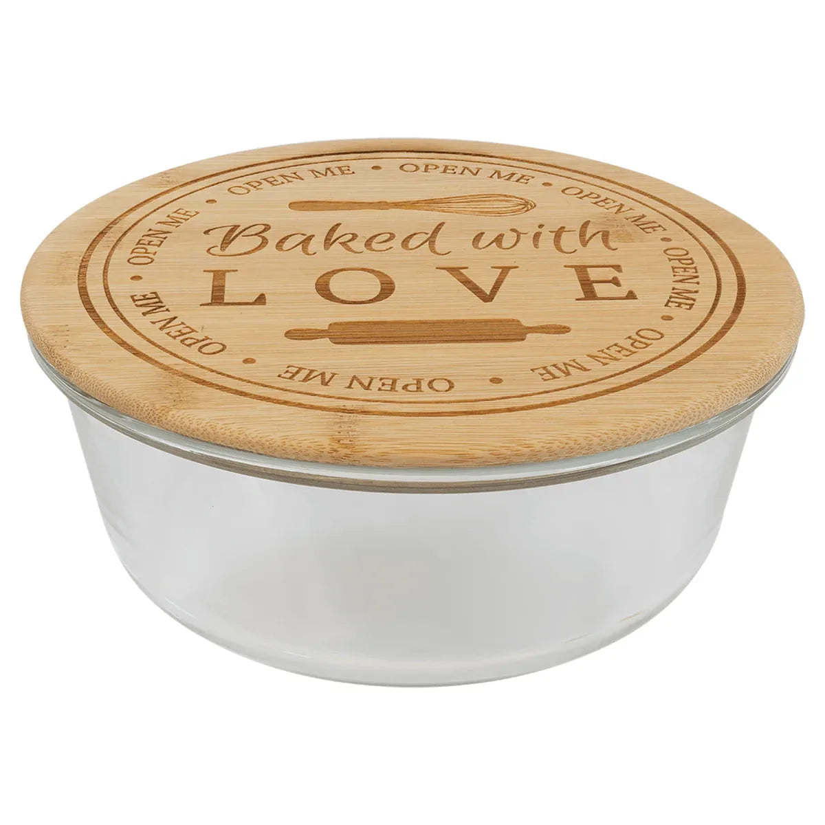 44 oz. Round Glass Container with Bamboo Lid