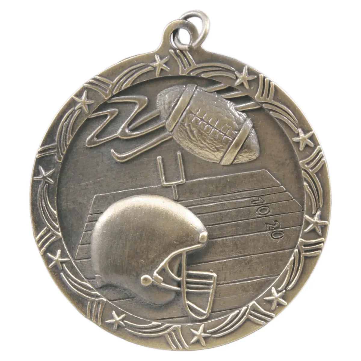 Antique Gold 2 1/2" Football Shooting Star Medal