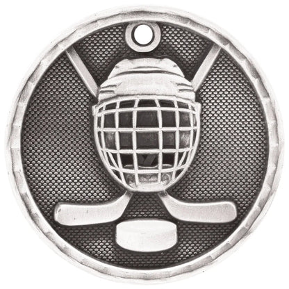 Antique Silver 2" 3D Hockey Medal