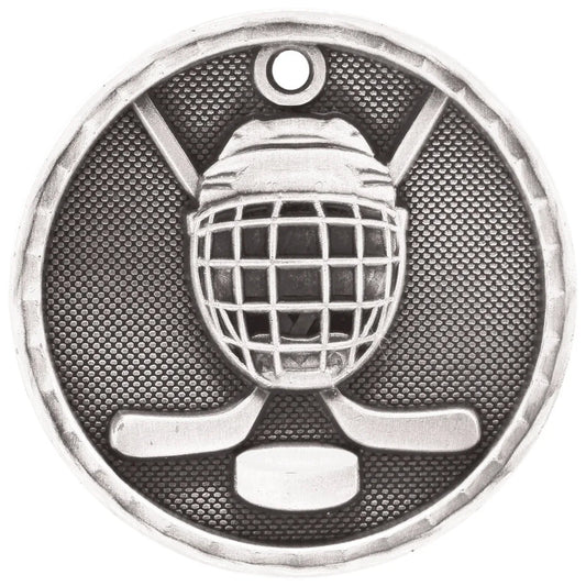 Antique Silver 2" 3D Hockey Medal