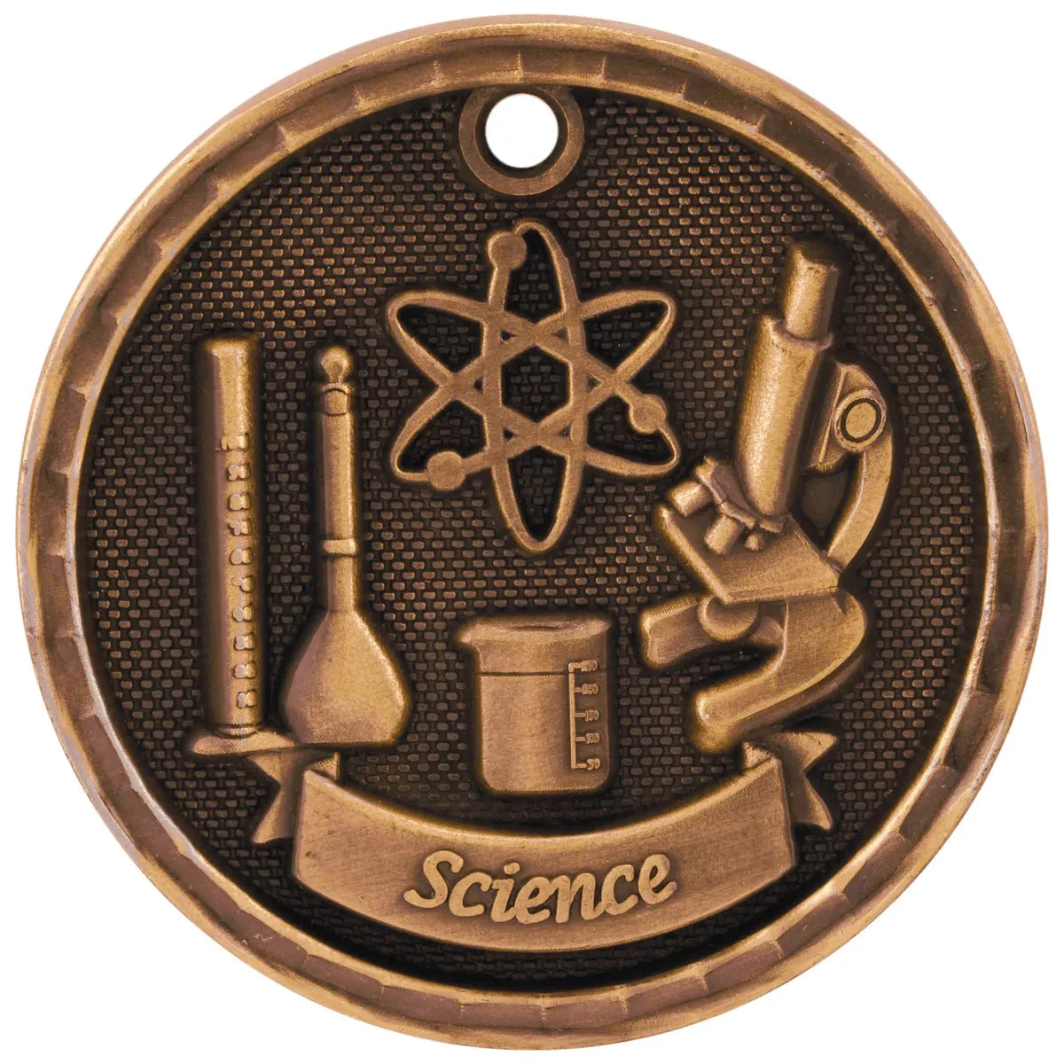 Antique Bronze 2" 3D Science Medal