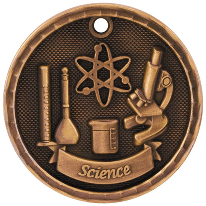 Antique Bronze 2" 3D Science Medal