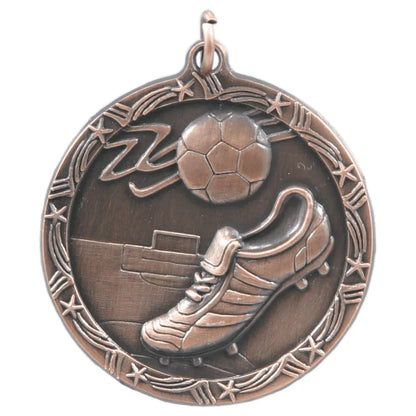 Antique Bronze 1 3/4" Soccer Shooting Star Medal