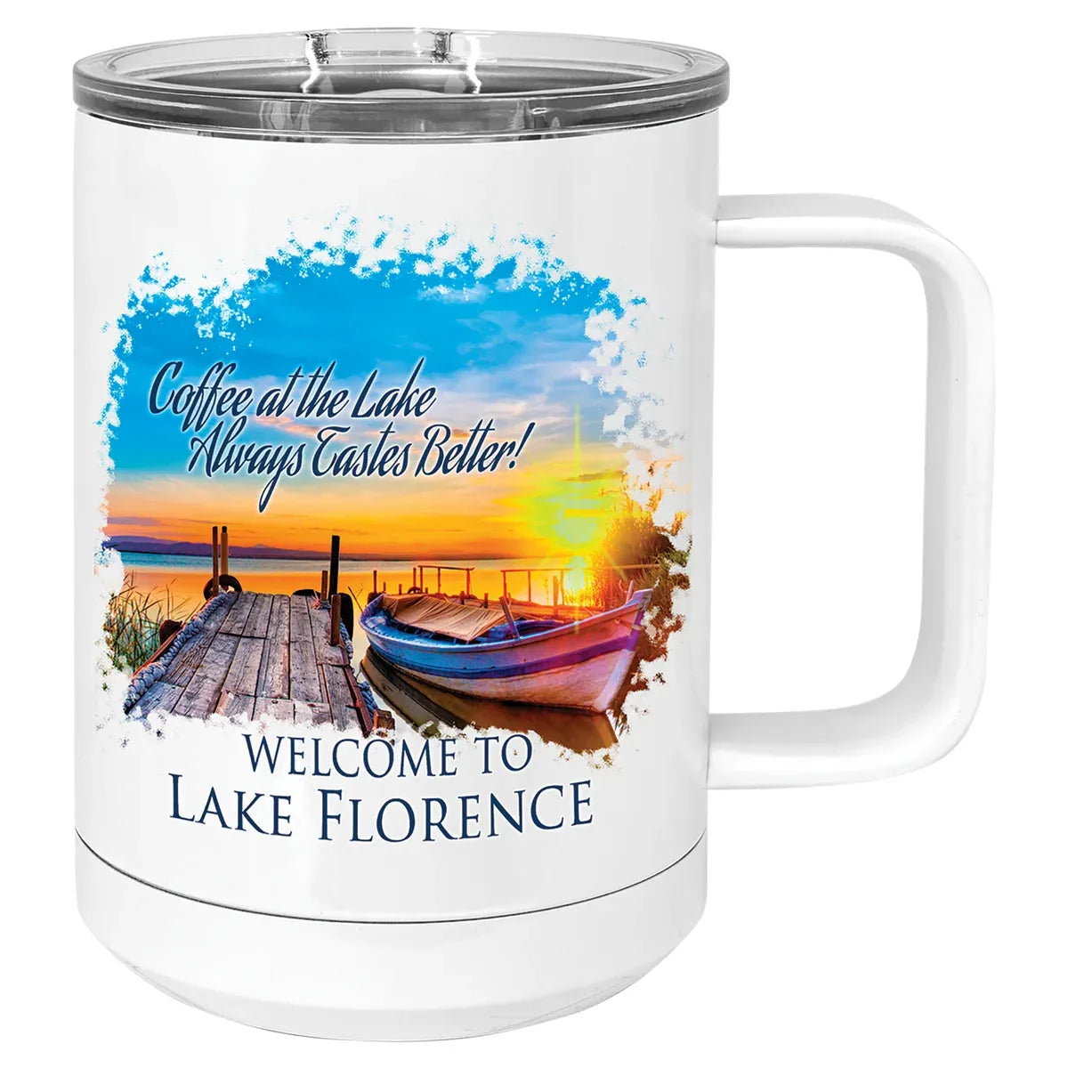 Sublimatable Polar Camel 15 oz. White Vacuum Insulated Mug with Slider Lid
