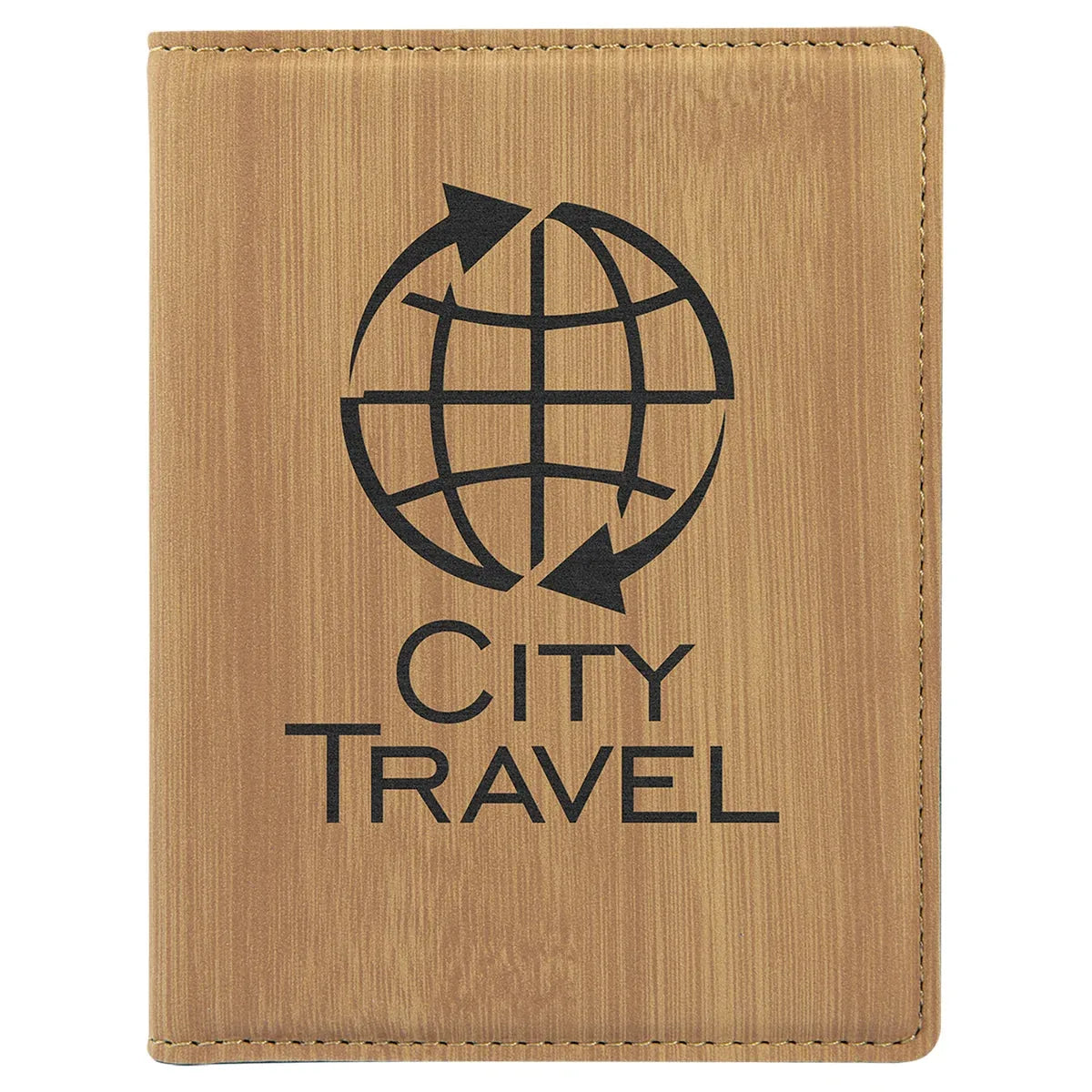 Bamboo 4 1/4" x 5 1/2" Laserable Leatherette Passport Holder