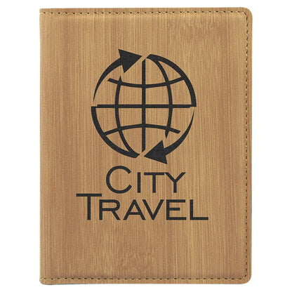 Bamboo 4 1/4" x 5 1/2" Laserable Leatherette Passport Holder