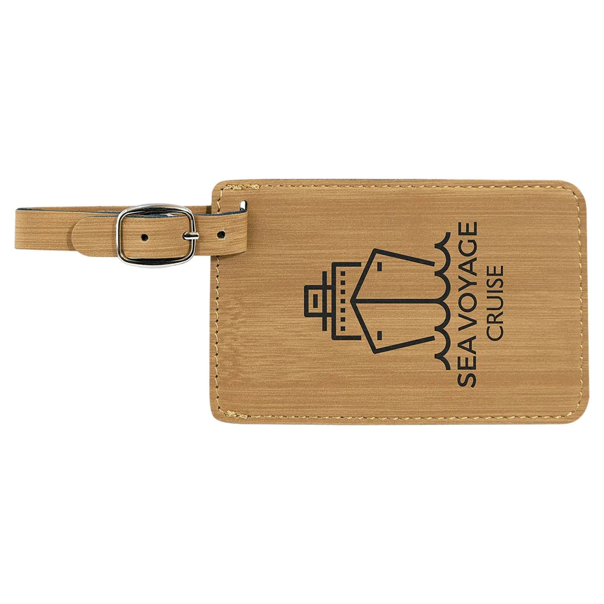 Bamboo 4 1/4" x 2 3/4" Laserable Leatherette Luggage Tag