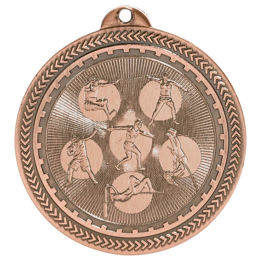 Antique Bronze 2" Field Events Laserable BriteLazer Medal