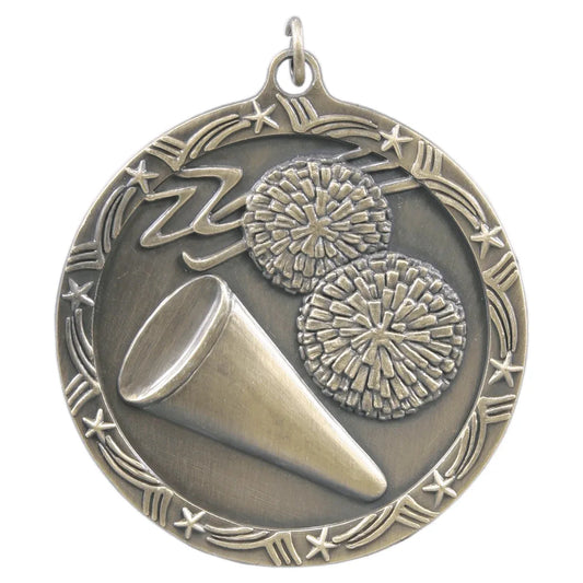 Antique Gold 2 1/2" Cheer Shooting Star Medal