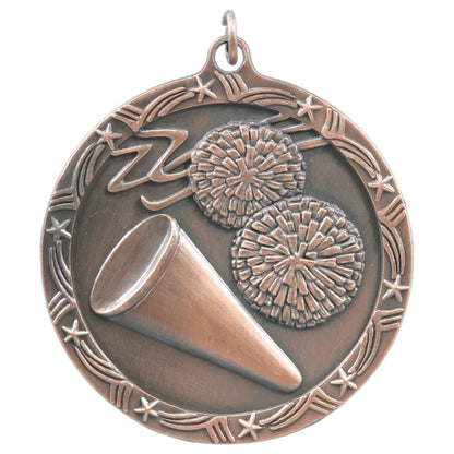 Antique Bronze 2 1/2" Cheer Shooting Star Medal