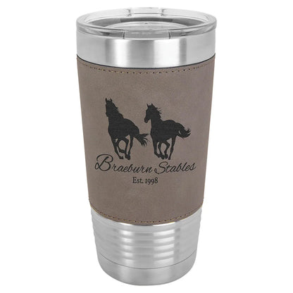 Gray Polar Camel 20 oz. Laserable Leatherette Tumbler with Clear Lid