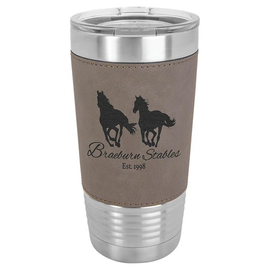 Gray Polar Camel 20 oz. Laserable Leatherette Tumbler with Clear Lid
