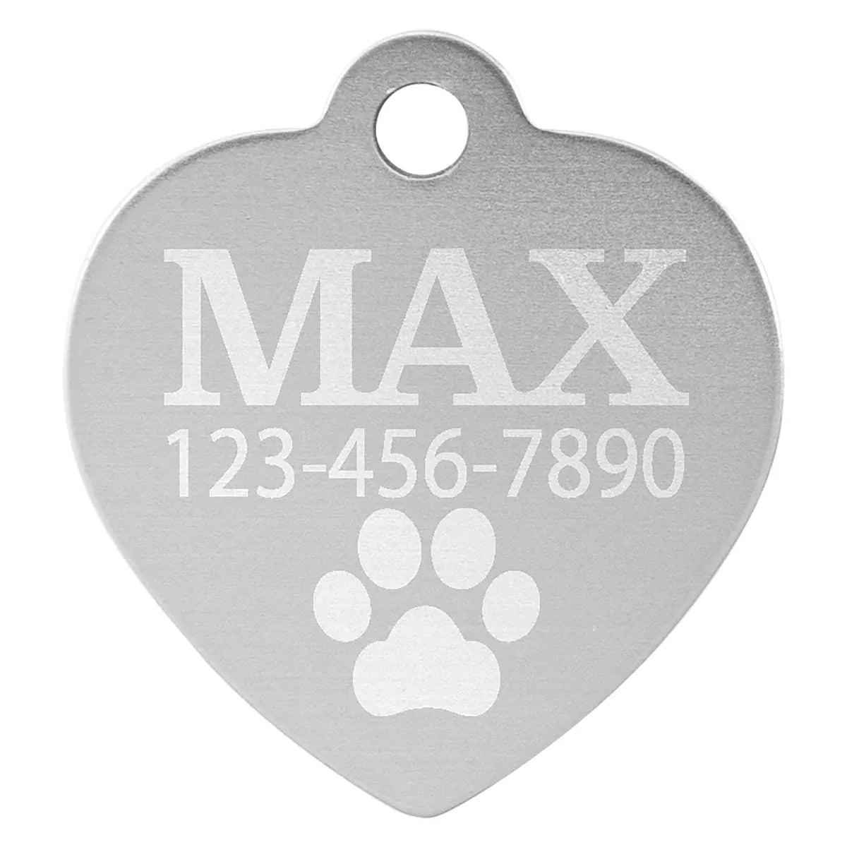 Silver 1" x 1" Laserable Anodized Aluminum Heart Pet Tag