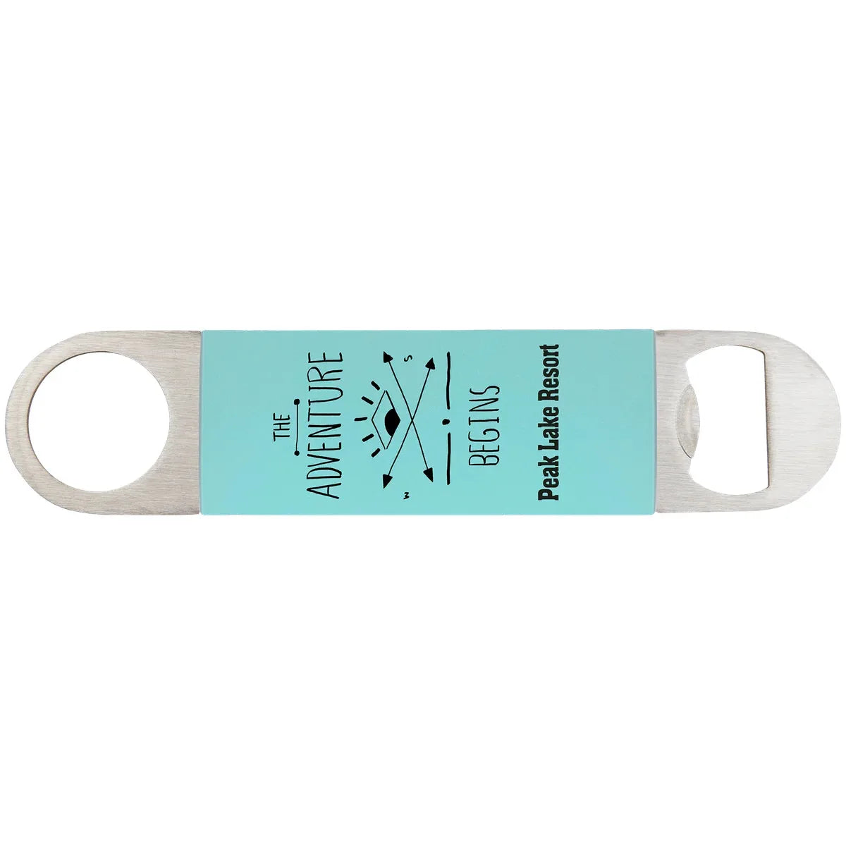 Teal/Black 1 1/2" x 7" Bottle Opener with Silicone Grip