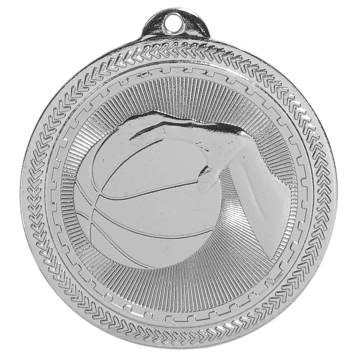 Bright Silver 2" Basketball Laserable BriteLazer Medal