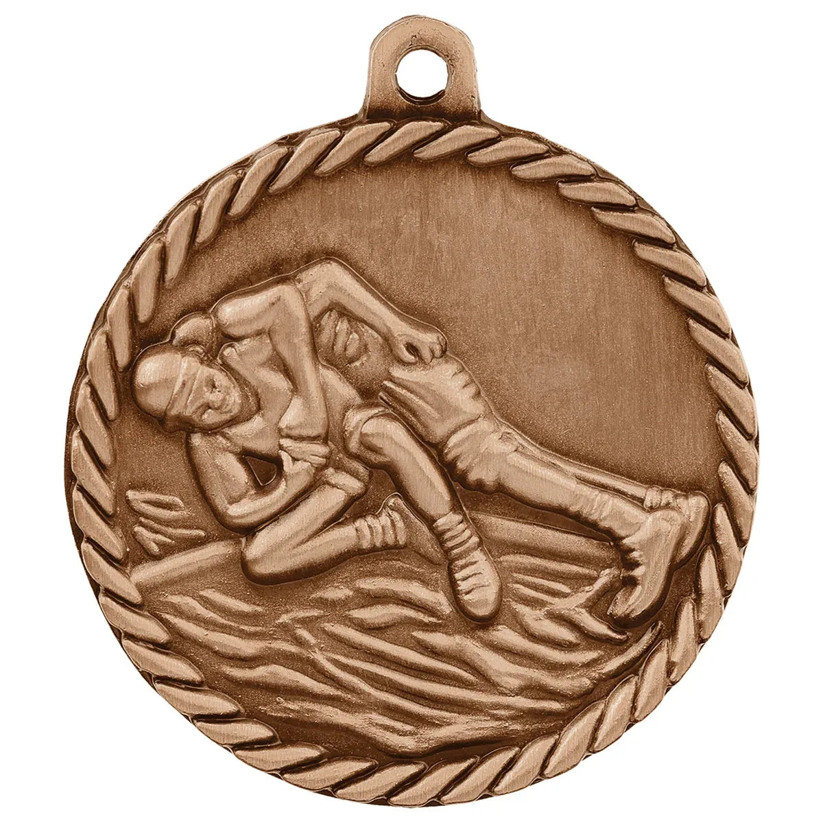 Antique Bronze 2" Wrestling High Relief Medal