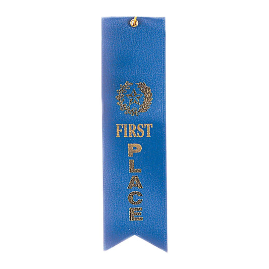 Blue 1st Place Carded Ribbon with String