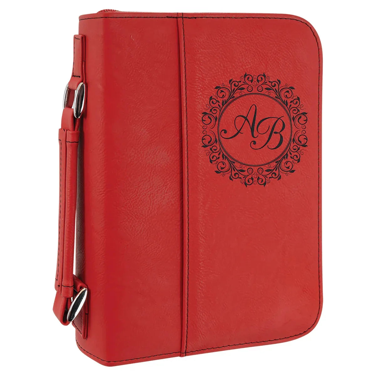 Red 6 3/4" x 9 1/4" Leatherette Book/Bible Cover with Handle & Zipper