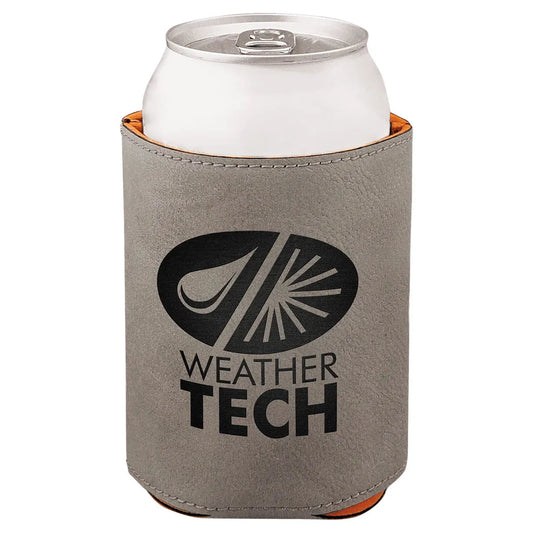 Gray 3 3/4" Laserable Leatherette Beverage Holder
