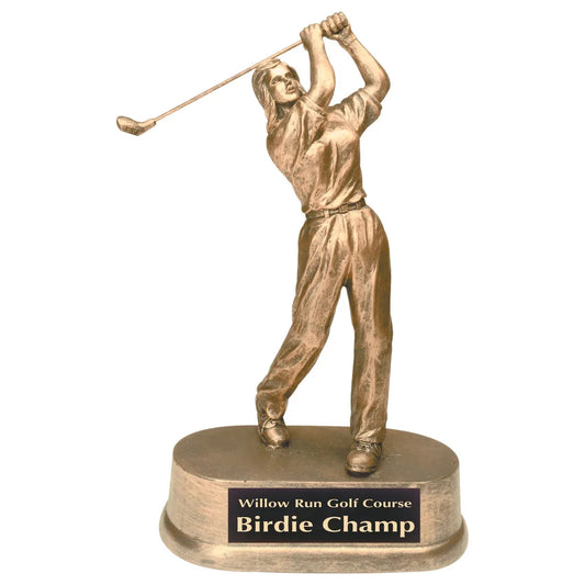 9" Antique Gold Female Golf Resin