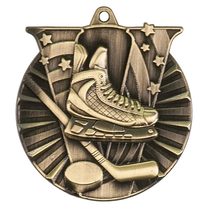 Antique Gold 2" Hockey Victory Medal