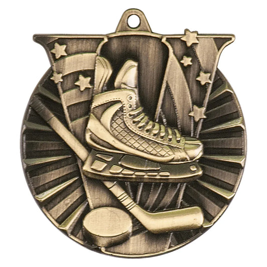 Antique Gold 2" Hockey Victory Medal
