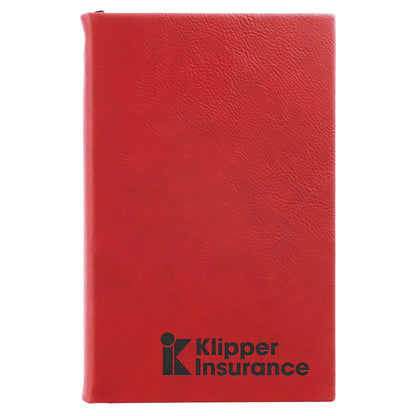 Red 5 1/4" x 8 1/4" Laserable Leatherette Journal with Lined Notepad