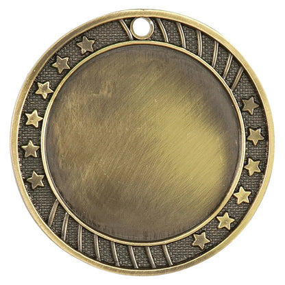 Antique Gold 2 3/4" 12-Star 2" Insert Holder Medal