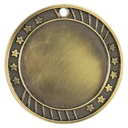 Antique Gold 2 3/4" 12-Star 2" Insert Holder Medal