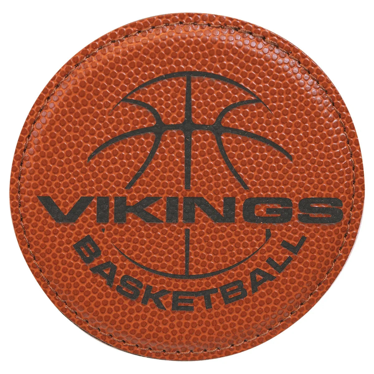 Basketball 4" Round Laserable Leatherette Coaster