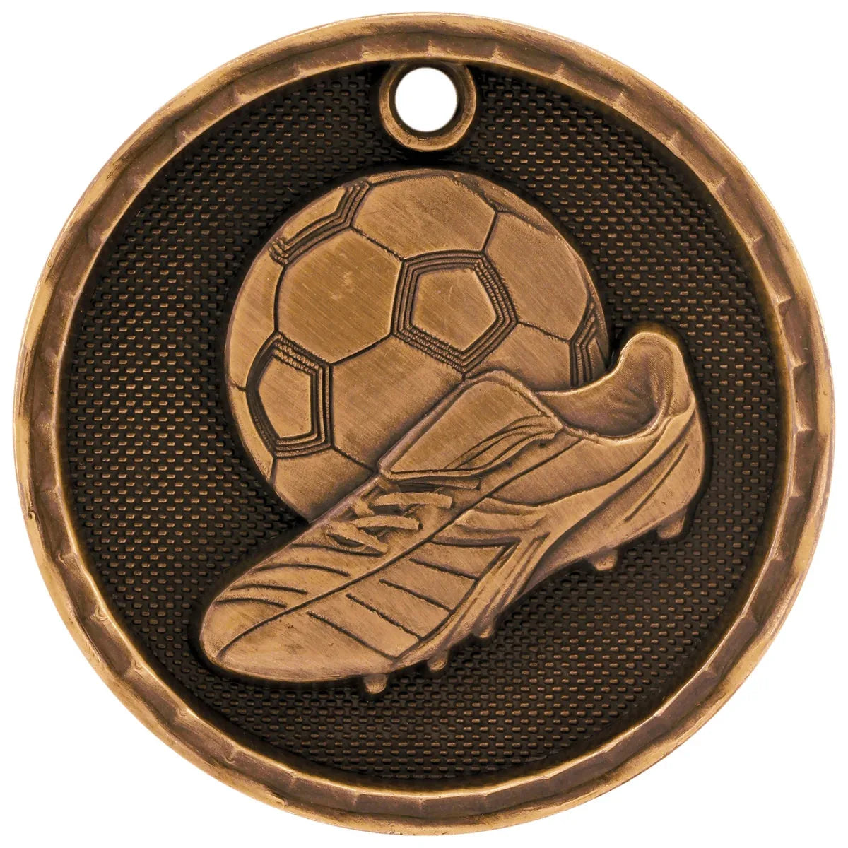 Antique Bronze 2" 3D Soccer Medal