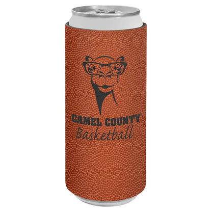 Basketball Laserable Leatherette Slim Beverage Holder