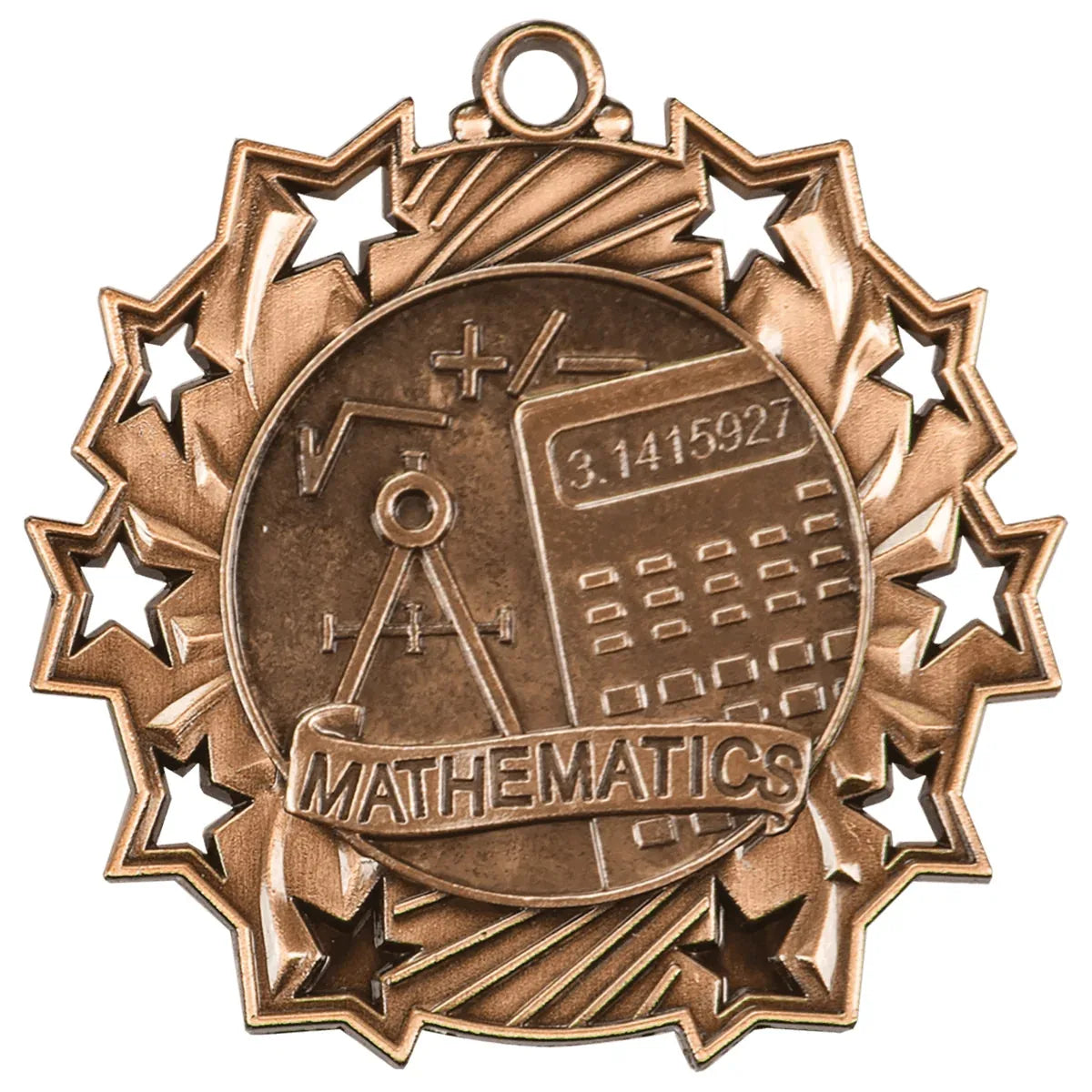 Antique Bronze 2 1/4" Math Ten Star Medal