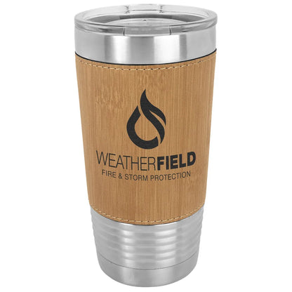 Polar Camel 20 oz. Bamboo Laserable Leatherette Polar Camel Tumbler with Clear Lid