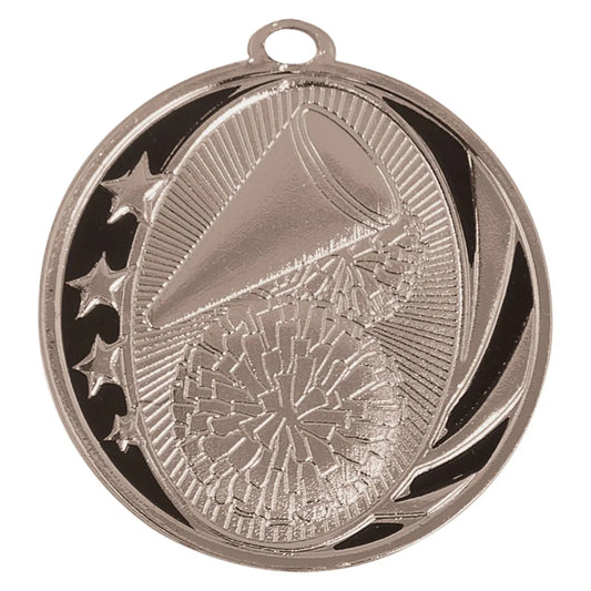 Bright Silver 2" Cheer Laserable MidNite Star Medal