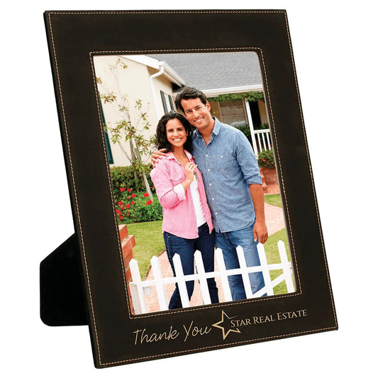 Black/Gold 8" x 10" Laserable Leatherette Photo Frame
