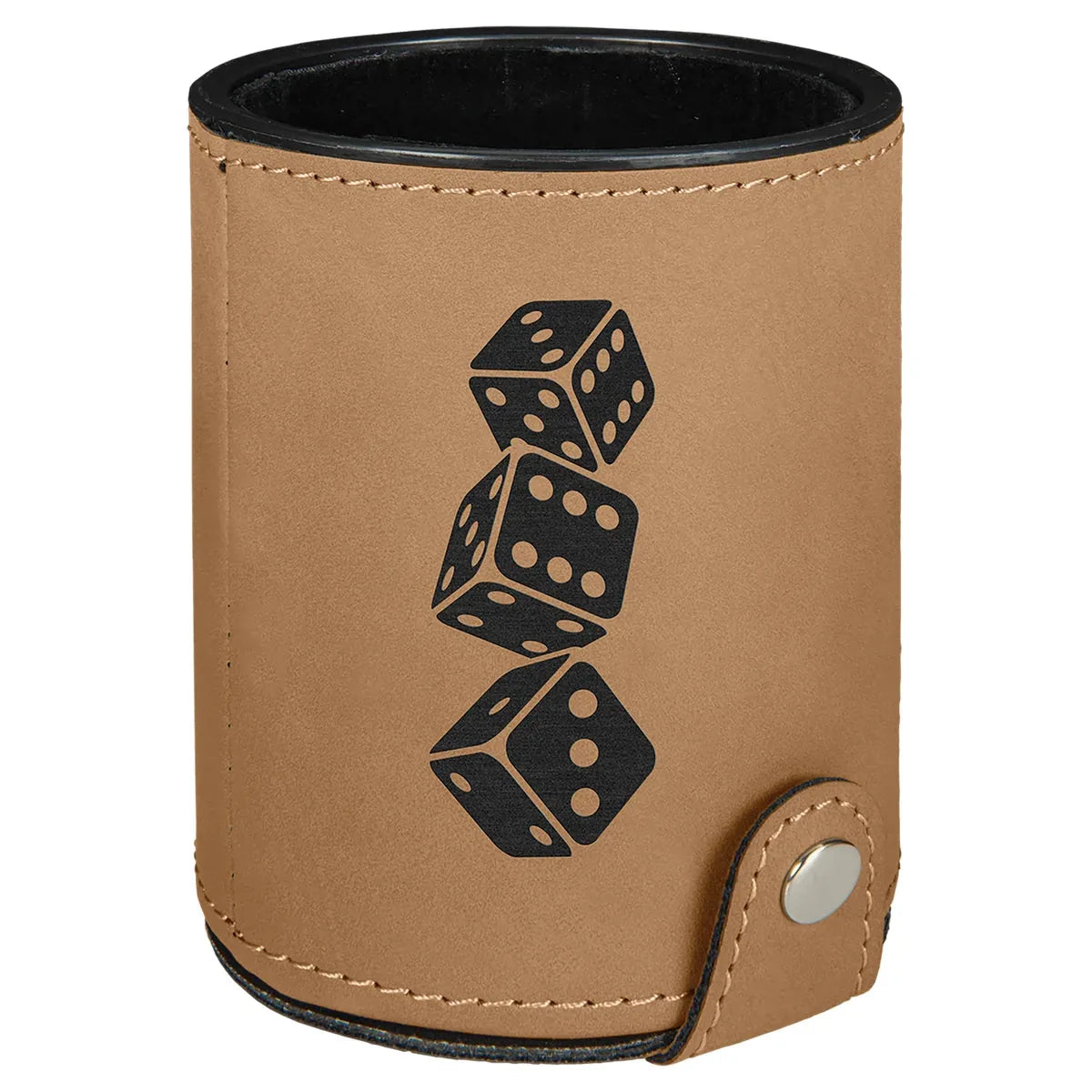 Light Brown Laserable Leatherette Dice Cup with 5 Dice