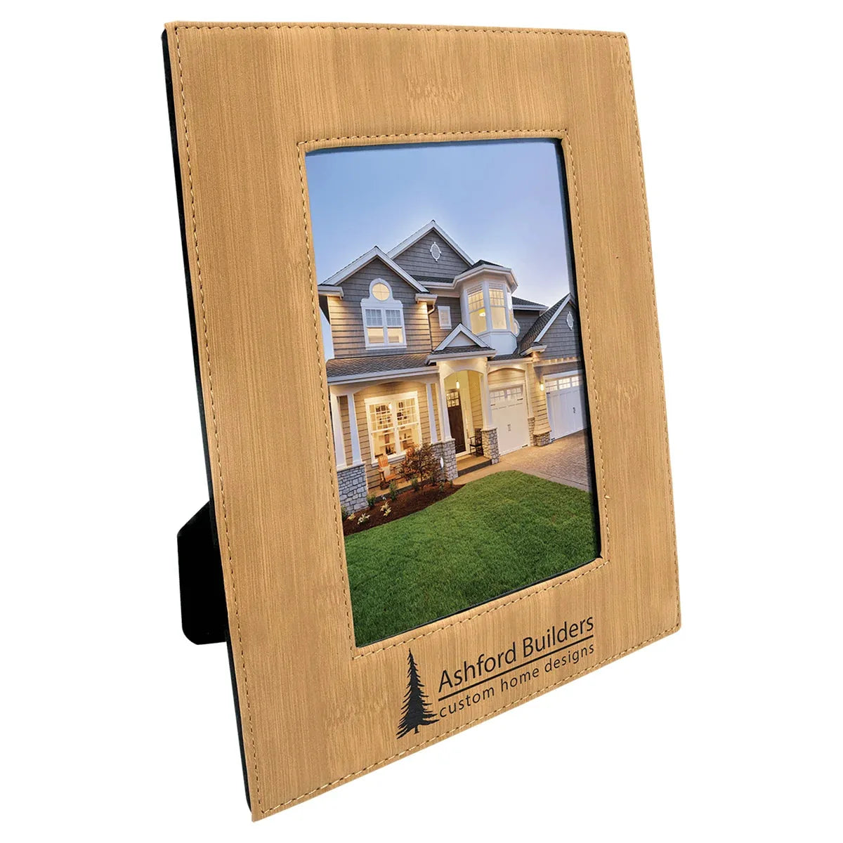 Bamboo 5" x 7" Laserable Leatherette Photo Frame