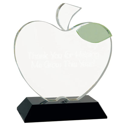 5 1/2" x 6 1/4" Crystal Apple on Black Base