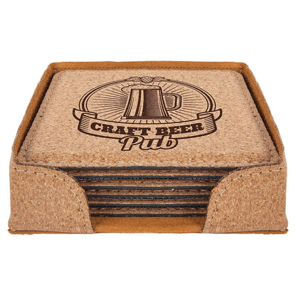 4" x 4" Square Cork 6-Coaster Set