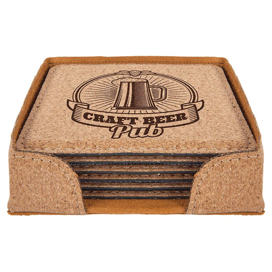 4" x 4" Square Cork 6-Coaster Set