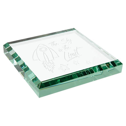 3" x 3" x 1/2" Jade Glass Paperweight