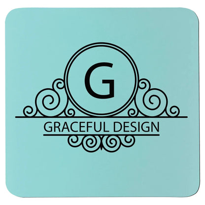 Teal/Black 3 3/4" x 3 3/4" Square Silicone Coaster