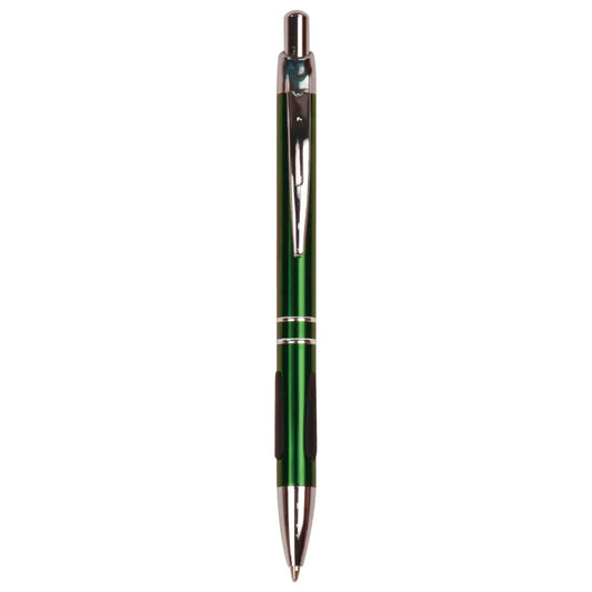Green with Silver Trim Laserable Pen with Gripper