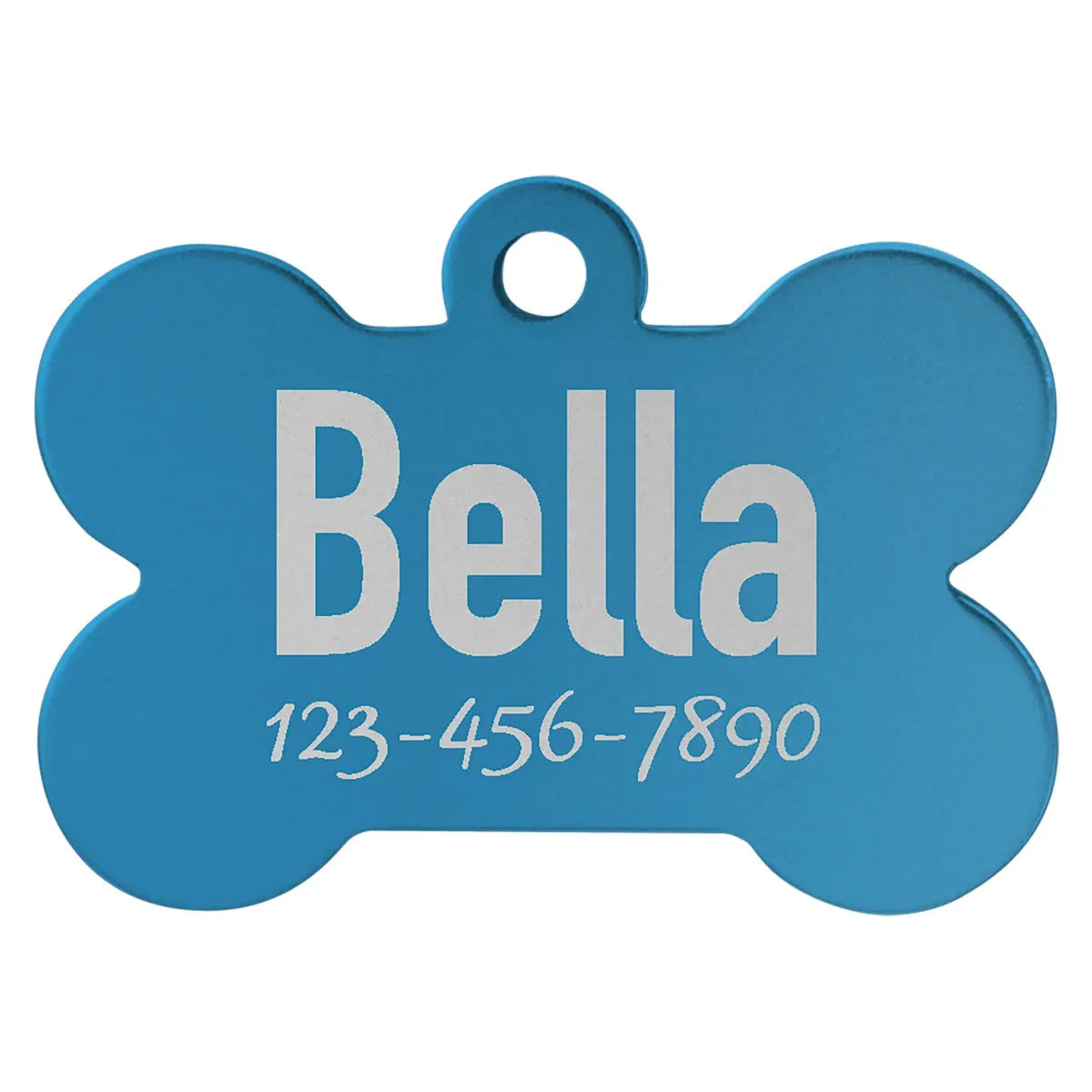 Blue 1 1/4" x 3/4" Laserable Anodized Aluminum Bone Pet Tag