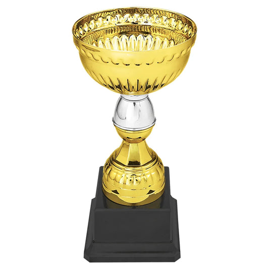 7" Gold & Silver Metal Cup with Plastic Stem and Base