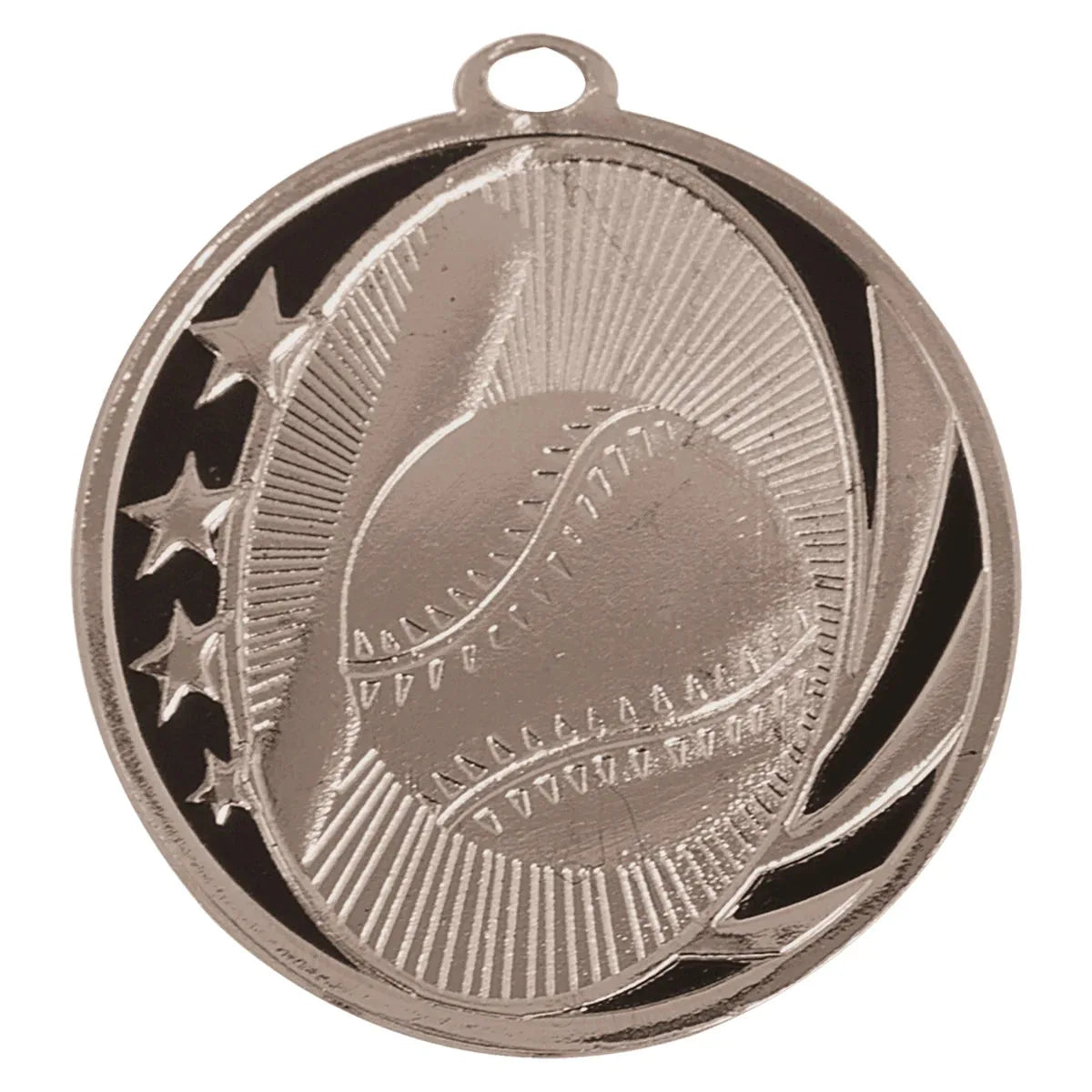 Bright Silver 2" Baseball/Softball Laserable MidNite Star Medal